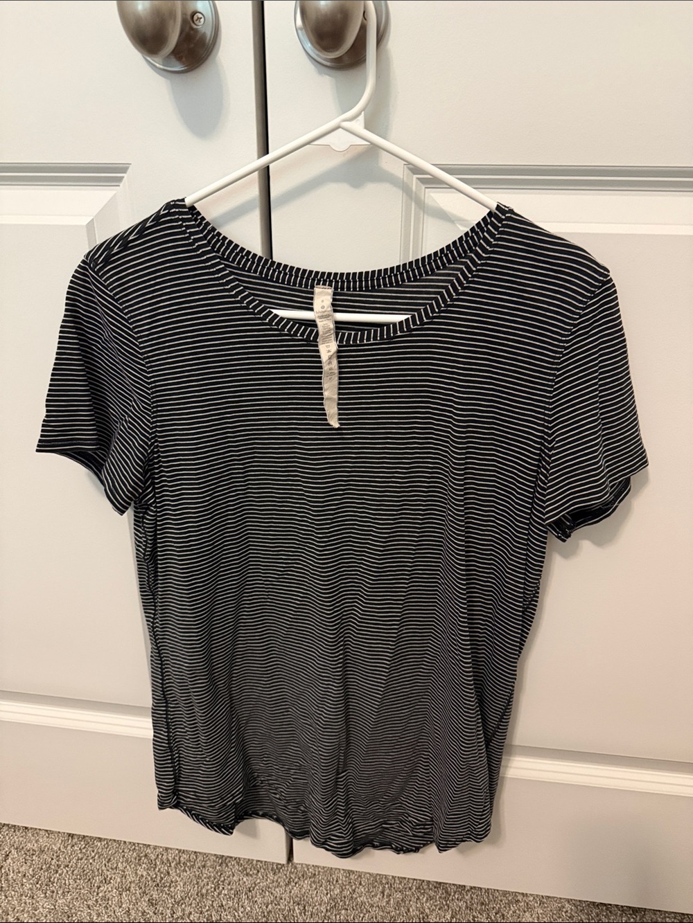 Women’s Lululemon Classic Women's Black & White Striped Short Sleeve Tee